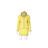 Chanel Yellow Boucle Mini Skirt Suit - Size 38