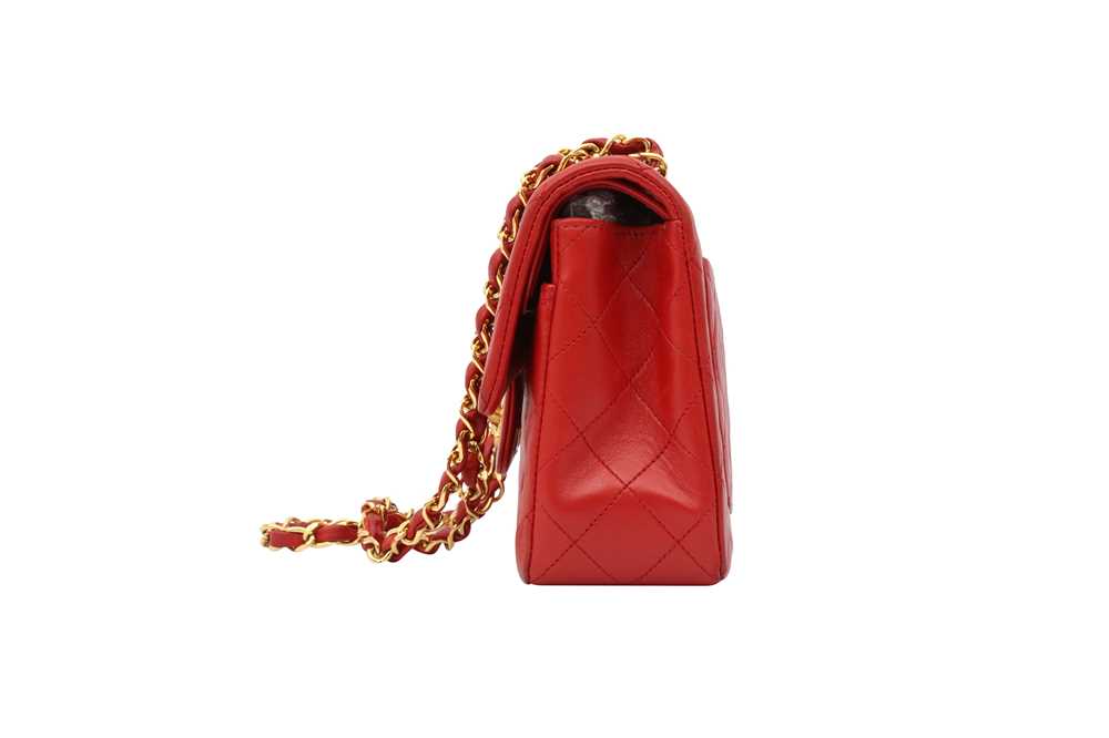 Chanel Red Small Classic Double Flap Bag - Image 5 of 8