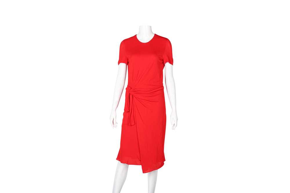 Gucci Red Crepe Tie Waist Dress - Size M