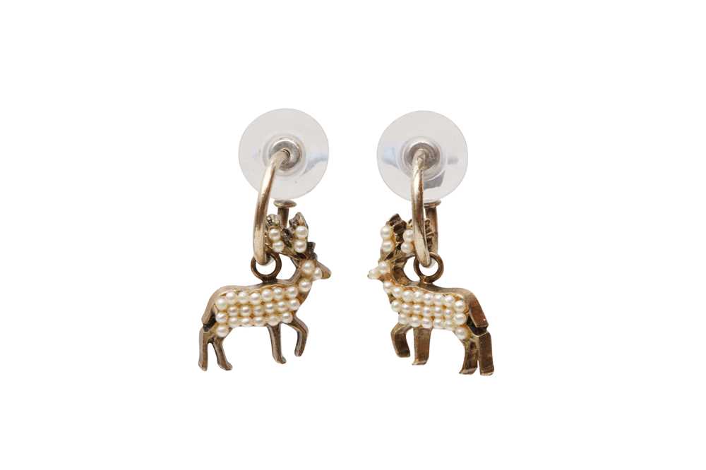 Chanel Pearl Reindeer Drop Pierced Earrings