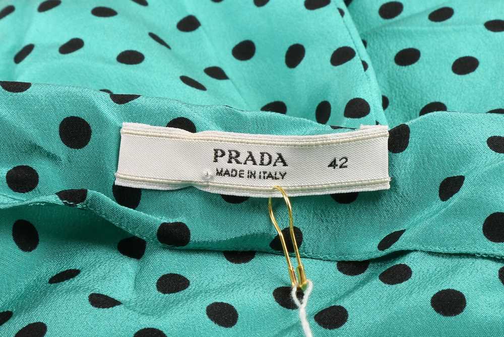 Prada Green Polka Dot Silk Sleeveless Dress - Size 42 - Image 5 of 5