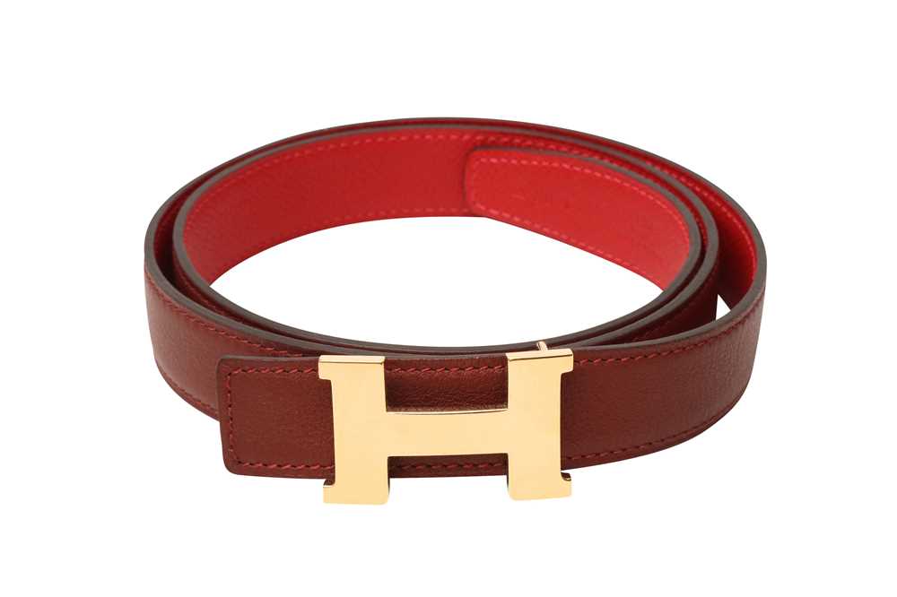 Hermes Burgundy Swift Mini Constance Belt - Size 80