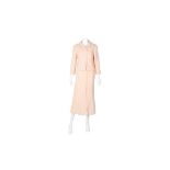 Chanel Peach Wool Boucle Midi Skirt Suit - Size 38