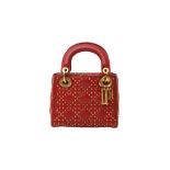 Christian Dior Red Studded Mini Lady Dior Bag