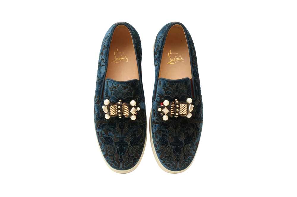 Christian Louboutin Teal Baroque Slip On Sneaker - Size 40 - Image 2 of 4