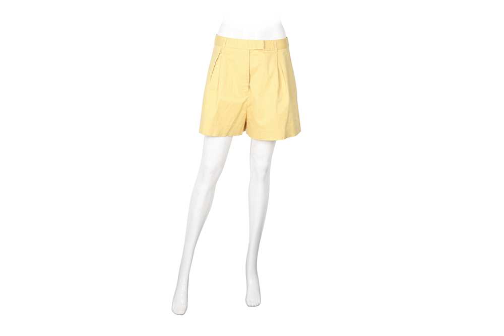 Miu Miu Buttercup Yellow Cotton Pleat Short - Size 44