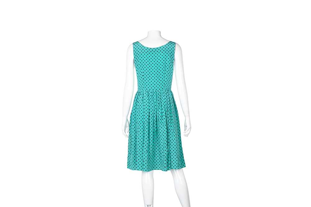 Prada Green Polka Dot Silk Sleeveless Dress - Size 42 - Image 3 of 5