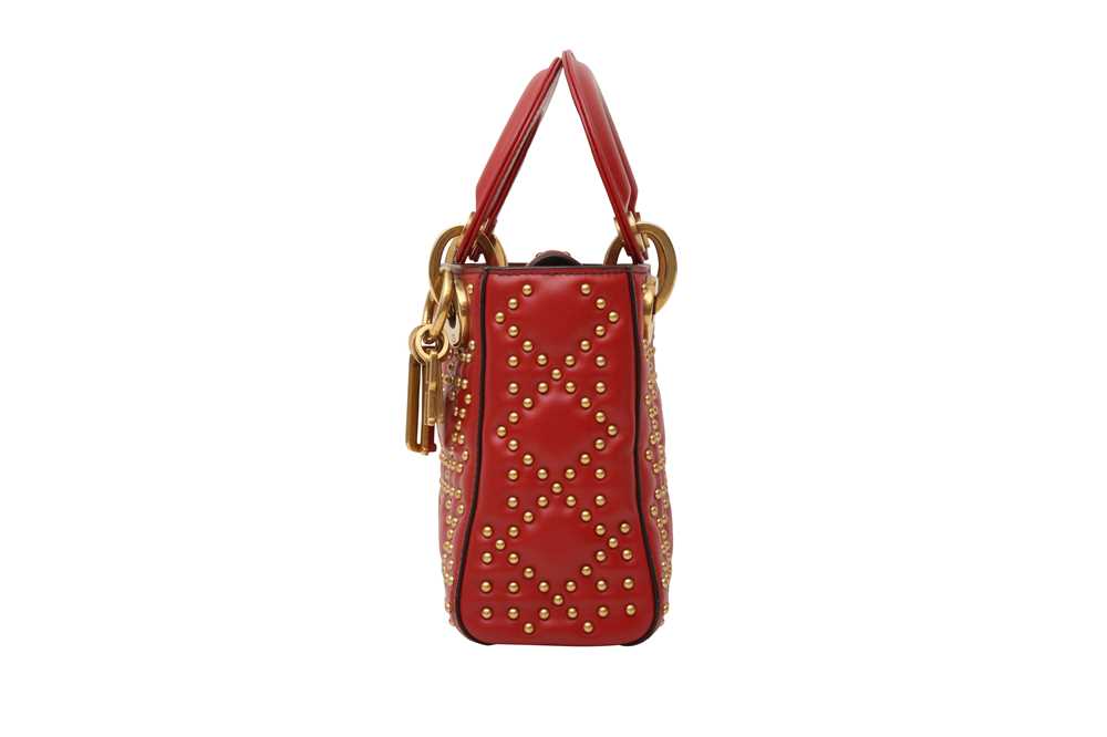 Christian Dior Red Studded Mini Lady Dior Bag - Image 2 of 6