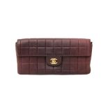 Chanel Plum Chocolate Bar East West Flap Bag