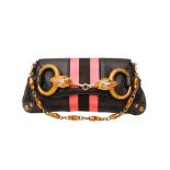 λ Gucci Black Jewelled Snake Horsebit Flap Bag