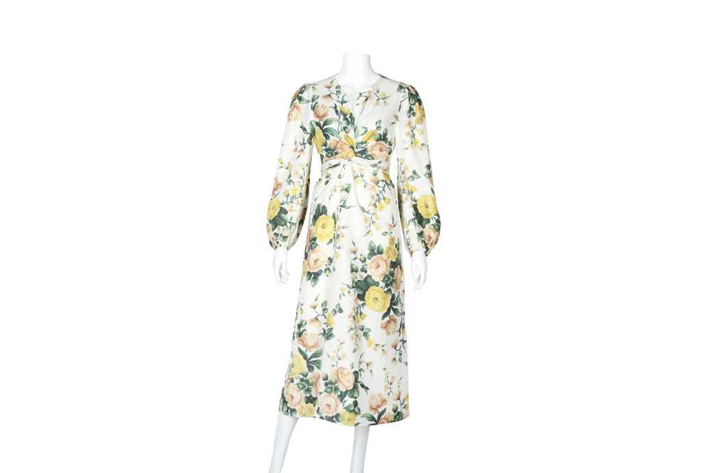 Zimmerman Ivory Silk Floral Print Midi Dress - Size M