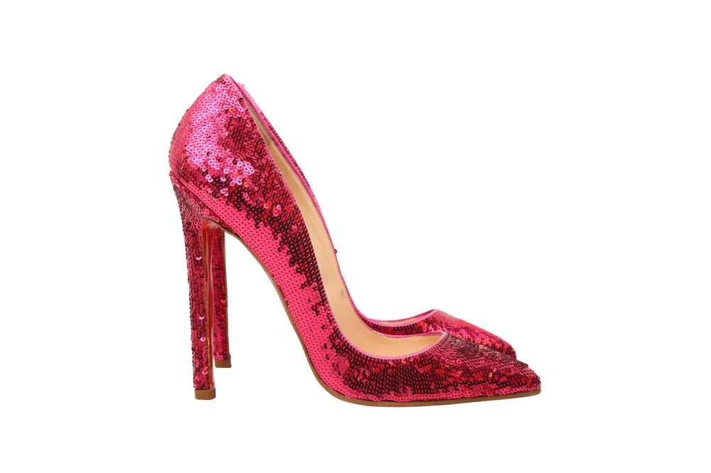 Christian Louboutin Fuchsia Pigalle Pailet Heeled Pump - Size 37.5