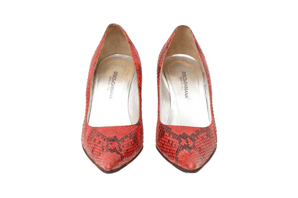 λ Dolce & Gabbana Red Python Heeled Pump - Image 2 of 4