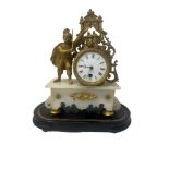 A 19TH CENTURY FRENCH FIGURAL SPELTER MANTEL CLOCK