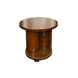 AN ART DECO STYLE ROSEWOOD CIRCULAR OCCASSIONAL TABLE