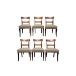 A SET OF SIX REGENCY MAHOGANY AND EBONY INLAID KLISMOS DINING CHAIRS