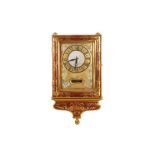 A CONTEMPORARY RED AND GILT CHINOISSERIE STYLE WALL CLOCK