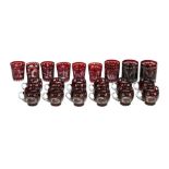 A COLLECTION OF BOHEMIAN EGERMANN RUBY FLASH DRINKING GLASSES