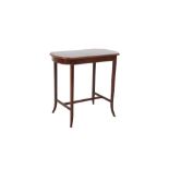 AN EDWARDIAN MAHOGANY AND BOXWOOD STRUNG OCCASIONAL TABLE