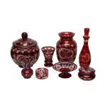 A COLLECTION OF BOHEMIAN EGERMANN RUBY FLASH GLASSES