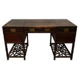 A CHINESE PADOUK WOOD SCHOLARS DESK, LATE QING DYNASTY