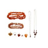 A MISCELLANEOUS GROUP OF AMBER JEWELLERY