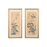 A PAIR OF CHINESE WATERCOLOURS AND GOUACHES PAINTINGS,