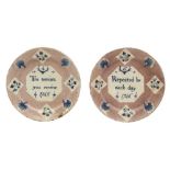A PAIR OF 18TH CENTURY ENGLISH DELFT PLATES