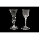 TWO EIGHTEENTH CENTURY WINE GLASSES