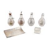 Four mid-20th century Chinese export silver cruet bottles, Hong Kong circa 1960