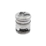 An early 20th century Iraqi silver and niello jar or tea caddy, circa 1930 signed Omara Salih