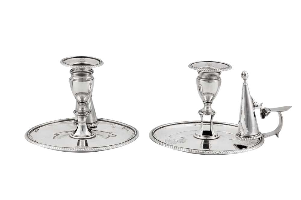 Duchess of St Albans – A pair of George III sterling silver chambersticks, London 1814 by Charles Pr - Image 3 of 10