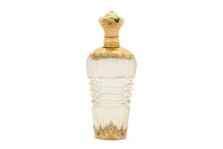 A mid-19th century Willem III Dutch 14 carat gold mounted glass scent bottle, The Netherlands circa