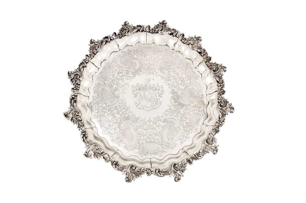 A very large early Victorian sterling silver salver London 1842 By James Charles Edington