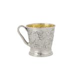 A Victorian sterling silver ‘fruiting vine’ mug, London 1850 by John Samuel Hunt