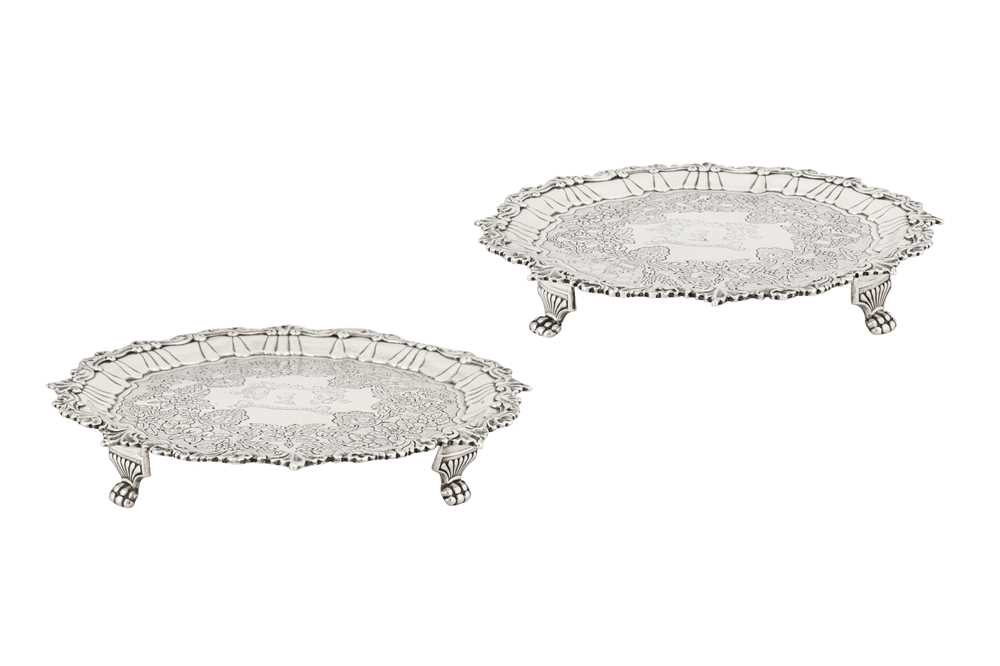 Hallmarking interest – A pair of George III Irish sterling silver salvers, Dublin 1818 by SB and IM,