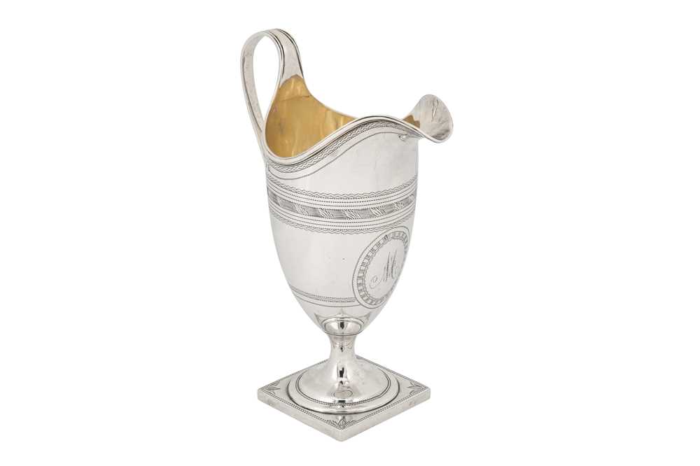 A George III sterling silver milk or cream jug, London 1798 by William Stroud (reg. 7th July 1788)