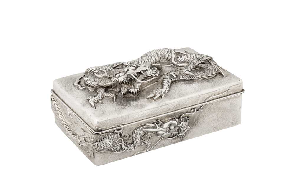 An early 20th century Japanese silver cigarette box, Yokohama circa 1900 by Watanabe