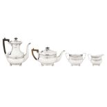 A Victorian sterling silver four-piece tea and coffee service, Sheffield 1900 by George Howson