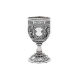 A late 19th / early 20th century Burmese silver standing cup or goblet, probably Rangoon circa 1900