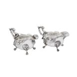 A rare pair of George II sterling silver sauceboats, London 1740 by Paul de Lamerie (Hertogenbosch 1