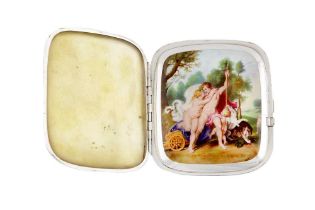 An early 20th century German silver and enamel novelty erotic cigarette case, Pforzheim with import