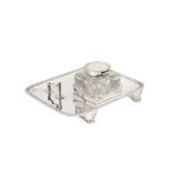 A George V sterling silver inkstand, London 1912 by Mosley, Flowers & Co