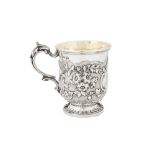 An early Victorian sterling silver christening mug, London 1838 by James Charles Edington