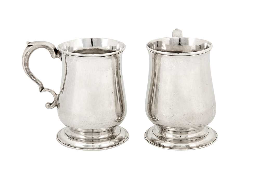 A pair of George II provincial sterling silver half-pint mugs, Newcastle 1754 by John Langlands I an - Image 3 of 6