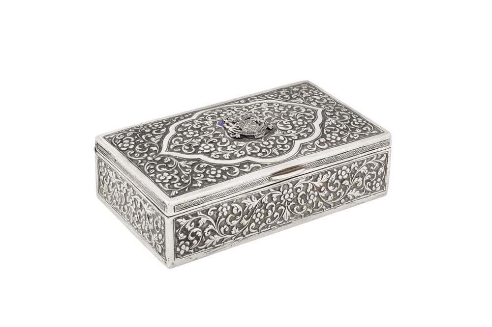 An early 20th century Anglo – Indian unmarked silver cigarette box, Cutch circa 1910