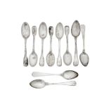 A set of six mid-18th century German silver tablespoons, Augsburg 1763-65 by Abraham Warnberger IV (