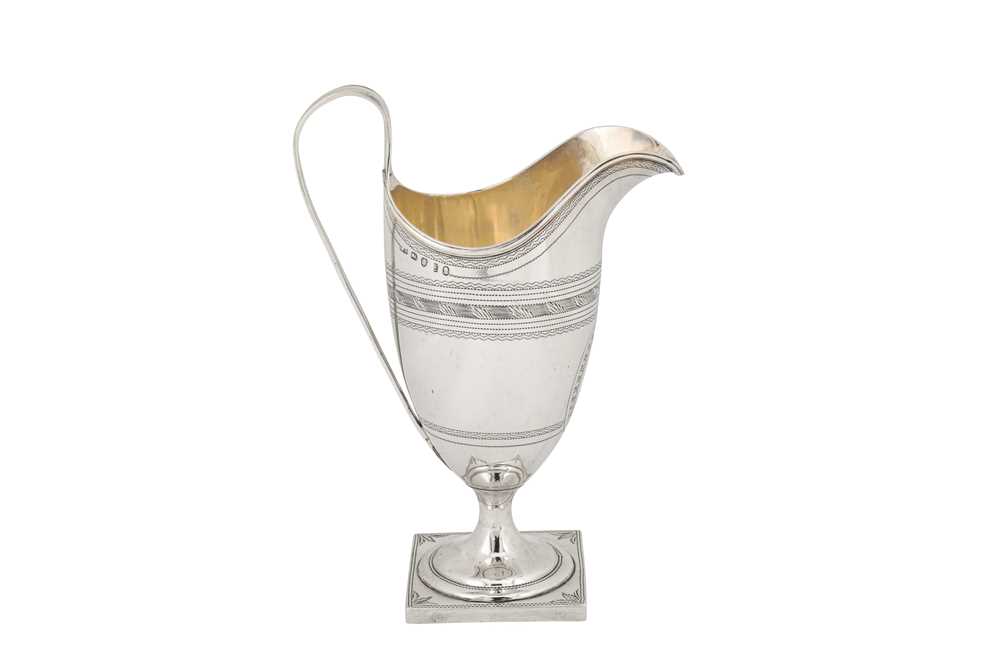 A George III sterling silver milk or cream jug, London 1798 by William Stroud (reg. 7th July 1788) - Image 3 of 5