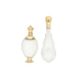 Two mid-19th century Willem III Dutch 14 carat gold mounted glass scent bottle, The Netherlands circ