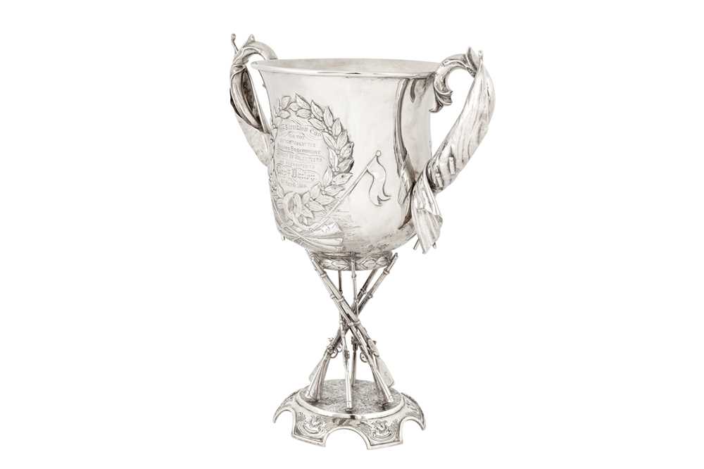 A Victorian sterling silver twin handled trophy cup, London 1866 by Mappin and Webb - Image 3 of 5